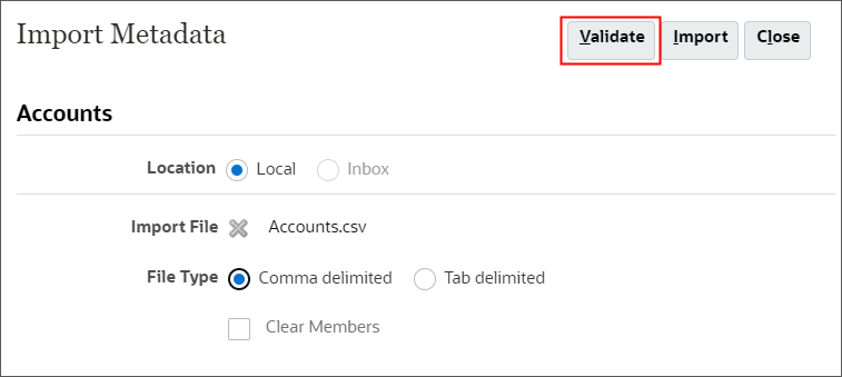 Click Validate
